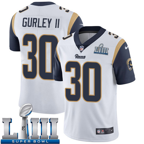 Men Los Angeles Rams #30 Gurley II white Nike Vapor Untouchable Limited 2019 Super Bowl LIII NFL Jerseys